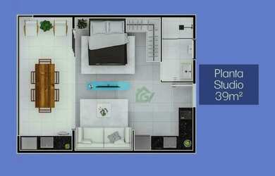 Imagem 2: Apartamento Studio com 1 dormitório à venda, 39 m² por R$ 380.000 -...
