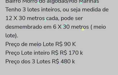 Imagem: O terreno possui 360m² de Área e está localizado em Morro