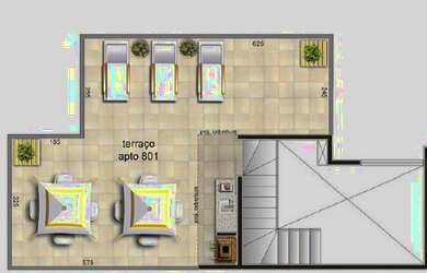 Imagem: O apartamento na cobertura possui 3 Dormitórios, 2 Banheiros