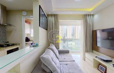 Imagem: O apartamento possui 1 Dormitório, 1 Banheiro, 1 Vaga na garagem