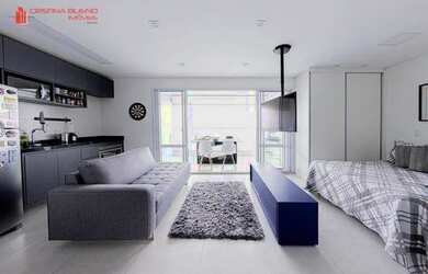 Imagem: O apartamento possui 1 Dormitório, 1 Banheiro, 1 Vaga na garagem