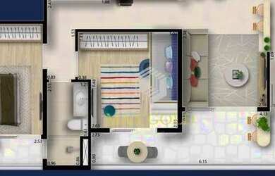 Imagem: O apartamento possui 2 Dormitórios, 1 Banheiro, 1 Vaga na garagem