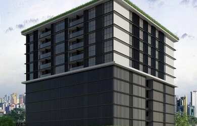 Imagem: O studio possui 1 Dormitório, 2 Banheiros e 36m² de Área