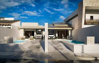 Imagem: A casa possui 2 Dormitórios, 2 Banheiros, 2 Vagas na garagem