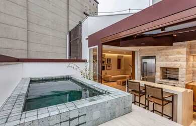 Imagem: O apartamento na cobertura possui 4 Dormitórios, 4 Banheiros