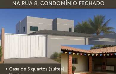 Imagem: A casa em condomínio possui 5 Dormitórios, 5 Banheiros, 5