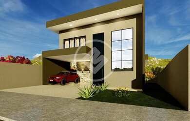 Imagem: A casa possui 3 Dormitórios, 2 Banheiros, 2 Vagas na garagem