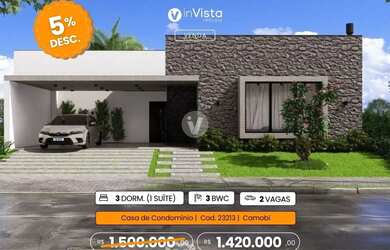 Imagem: A casa em condomínio possui 3 Dormitórios, 3 Banheiros, 2