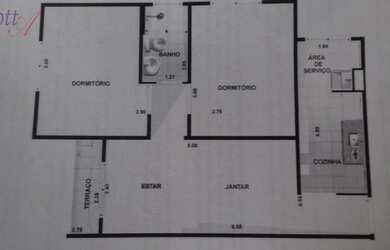 Imagem: O apartamento possui 2 Dormitórios, 2 Banheiros, 1 Vaga na