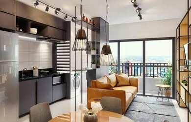 Imagem: O apartamento possui 1 Dormitório, 2 Banheiros, 1 Vaga na garagem