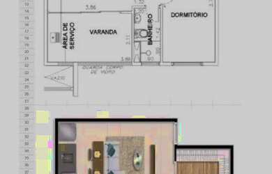 Imagem 3: APTO CENTRO. Área de serviço, 37m² de Área, 1 Vaga na garageme1 Dormitório