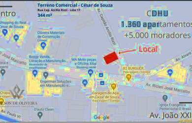 Imagem: O terreno possui 344m² de Área e está localizado em Cézar