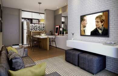 Imagem: O apartamento possui 2 Dormitórios, 1 Banheiro, 1 Vaga na garagem