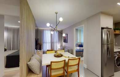 Imagem: O apartamento possui 1 Dormitório, 1 Banheiro, 1 Vaga na garagem