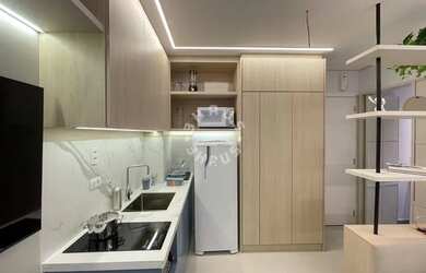 Imagem: O studio possui 1 Dormitório, 1 Banheiro, 18m² de Área e