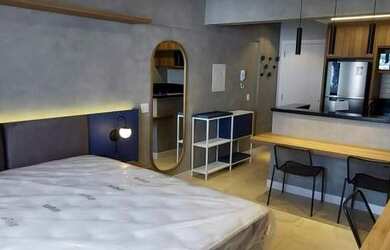 Imagem: O apartamento possui 1 Dormitório, 1 Banheiro, 1 Vaga na garagem