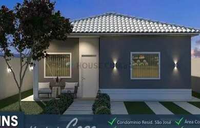 Imagem: A casa em condomínio possui 3 Dormitórios, 1 Banheiro, 2 Vagas