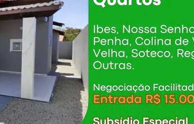 Imagem: A casa possui 3 Dormitórios, 2 Banheiros, 2 Vagas na garagem
