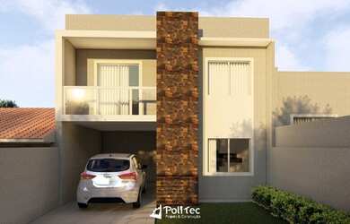 Imagem: A casa possui 3 Dormitórios, 2 Banheiros, 2 Vagas na garagem