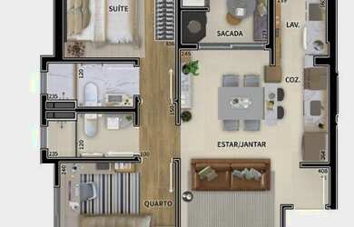 Imagem 2: APARTAMENTO com 2 dormitórios à venda por R$ 374.913,74 no bairro Novo Mundo - CURITIBA