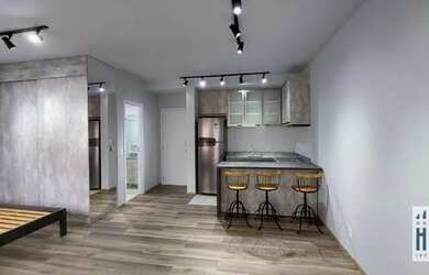 Imagem: O apartamento possui 1 Dormitório, 1 Banheiro, 1 Vaga na garagem