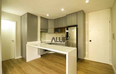 Imagem: O apartamento possui 1 Dormitório, 1 Banheiro, 1 Vaga na garagem