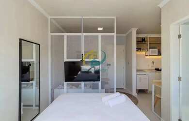 Imagem: O apartamento possui 1 Dormitório, 1 Banheiro, 1 Vaga na garagem