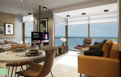 Imagem: O apartamento possui 1 Dormitório, 2 Banheiros, 1 Vaga na garagem