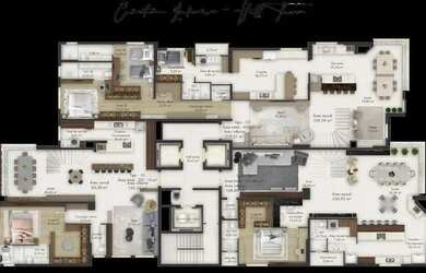 Imagem: O apartamento na cobertura possui 3 Dormitórios, 5 Banheiros