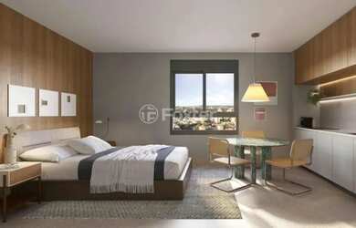 Imagem: A kitnet possui 1 Dormitório, 1 Banheiro, 24m² de Área e