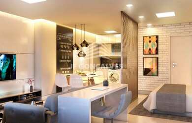 Imagem: O apartamento possui 1 Dormitório, 1 Banheiro, 1 Vaga na garagem