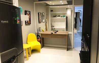 Imagem 9: Quarto e Sala com Closet. Imóvel mobiliado, Ar-condicionado, Guarda roupae30m²...