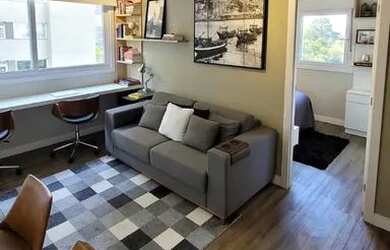 Imagem: O apartamento possui 1 Dormitório, 1 Banheiro, 1 Vaga na garagem