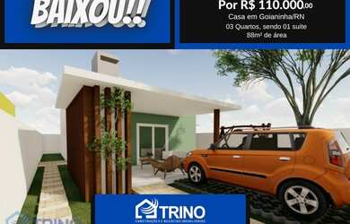 Imagem: A casa possui 3 Dormitórios, 1 Banheiro, 1 Vaga na garagem