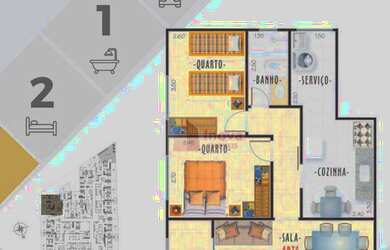 Imagem 3: Excelente Apartamento com 2 qtos/elevador/1 vaga, à venda, 72 m² por R$ 275.000 - Santa He