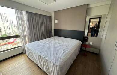 Imagem: O apartamento possui 1 Dormitório, 1 Banheiro, 1 Vaga na garagem