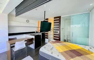 Imagem: O apartamento possui 1 Dormitório, 1 Banheiro, 1 Vaga na garagem