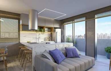 Imagem: O apartamento possui 1 Dormitório, 1 Banheiro, 1 Vaga na garagem