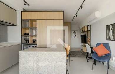 Imagem: O apartamento possui 1 Dormitório, 1 Banheiro, 1 Vaga na garagem