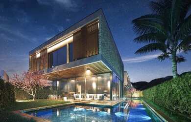 Imagem: A casa em condomínio possui 4 Dormitórios, 5 Banheiros, 2