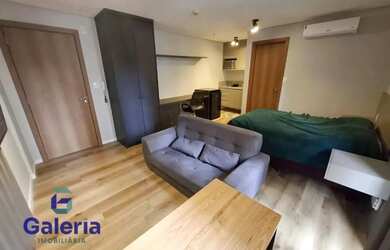 Imagem: O apartamento possui 1 Dormitório, 1 Banheiro, 1 Vaga na garagem