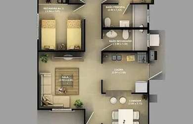 Imagem: A casa possui 3 Dormitórios, 2 Banheiros, 1 Vaga na garagem