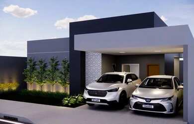 Imagem: A casa possui 3 Dormitórios, 2 Banheiros, 2 Vagas na garagem