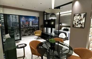 Imagem: O studio possui 1 Dormitório, 1 Banheiro, 1 Vaga na garagem