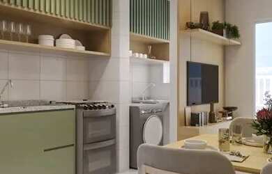 Imagem: O apartamento possui 2 Dormitórios, 1 Banheiro, 1 Vaga na garagem