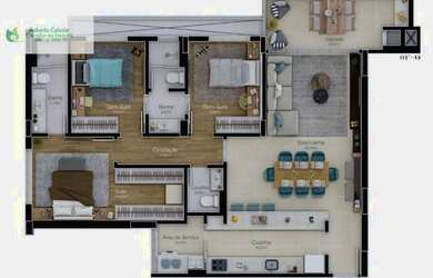 Imagem: O apartamento possui 3 Dormitórios, 4 Banheiros, 2 Vagas na