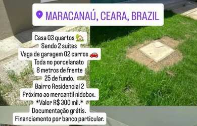 Imagem: A casa possui 3 Dormitórios, 2 Banheiros, 2 Vagas na garagem