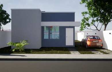 Imagem: A casa possui 3 Dormitórios, 1 Banheiro, 2 Vagas na garagem