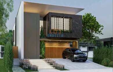 Imagem: A casa em condomínio possui 4 Dormitórios, 4 Banheiros, 2