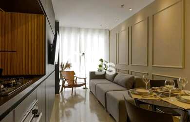 Imagem: O apartamento possui 1 Dormitório, 1 Banheiro, 1 Vaga na garagem